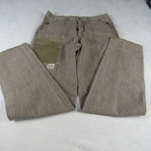 Oslo Pants Mens 33 Brown Good Leather Patch Workwear Raw Hem Stone Wash 605